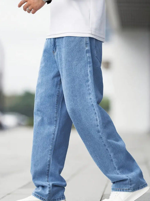 Men's Denim Loose Straight Casual Trousers - cas7m