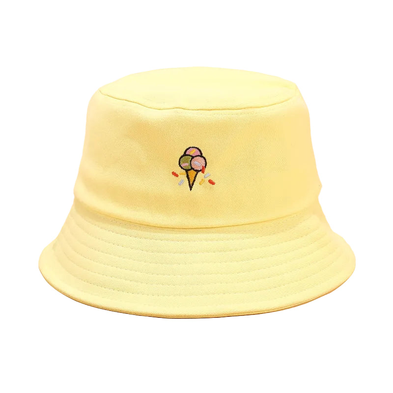 Korean version of fun ice cream embroidery fisherman hat - cas7m