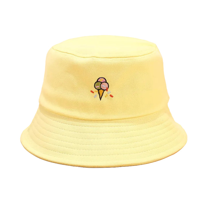 Korean version of fun ice cream embroidery fisherman hat - cas7m