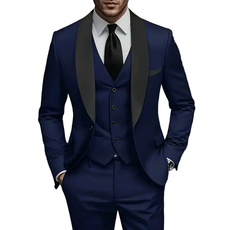 Mens Business-Casual Three-Piece Suit Korean-Style Slim Fit - cas7m