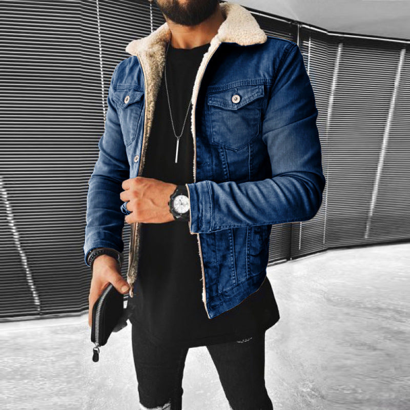 Lamb Wool Thickening Denim Jacket - cas7m