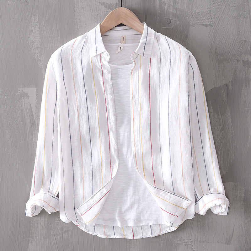 Casual Men's Striped Long Sleeve Shirt - cas7m