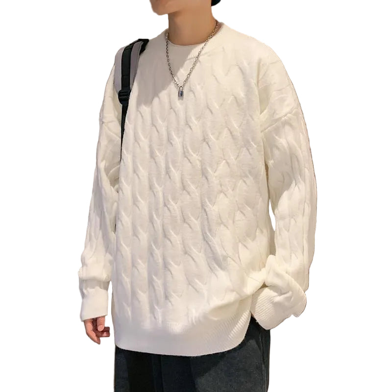 Loose Base Twist Round Neck Sweater Hand-woven Sweater - cas7m