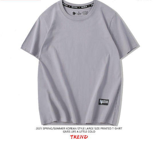 Drop-Shoulder Pure Cotton Short-Sleeve Unisex Solid-Color Blank Shirt - cas7m