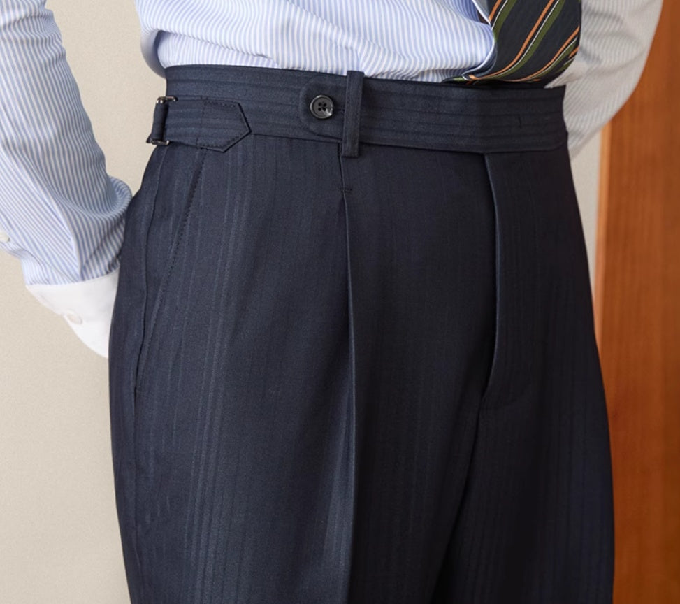 Business Casual Gentry Striped Straight High-waisted Trousers - cas7m
