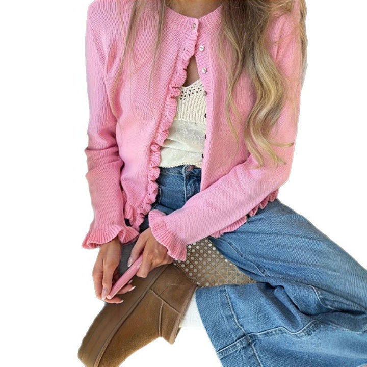 Women's Loose-fit French-style Long-sleeve Sweater Coat - cas7m