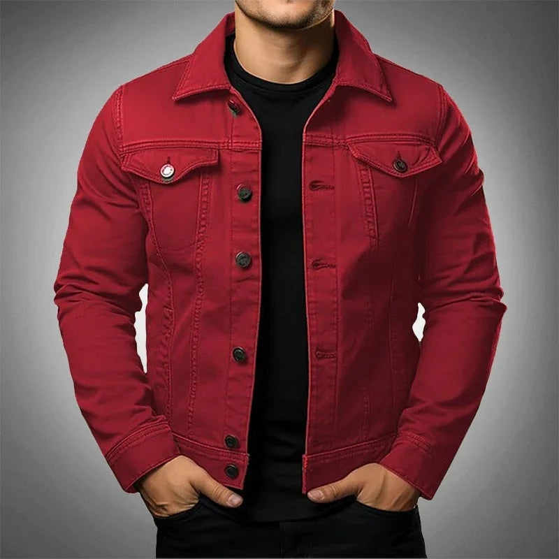 Men's Jacket Denim Coat Tooling Solid Color Thick Coat - cas7m