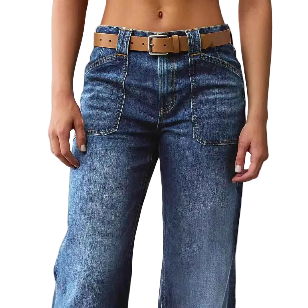 Retro High Waist Straight Loose Slimming And All-matching Jeans - cas7m