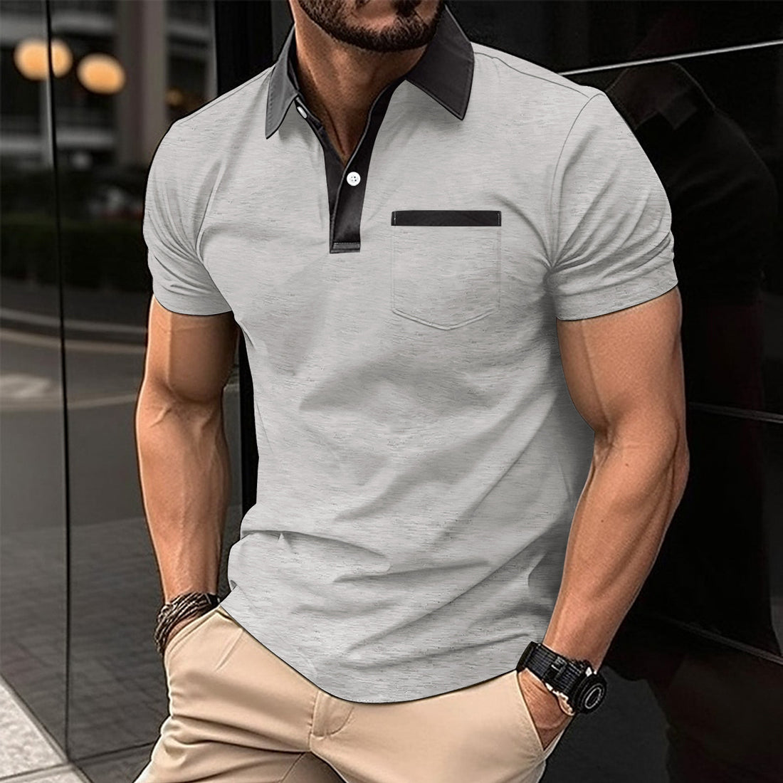 Slim Chest Pocket Short Sleeve Men - cas7m