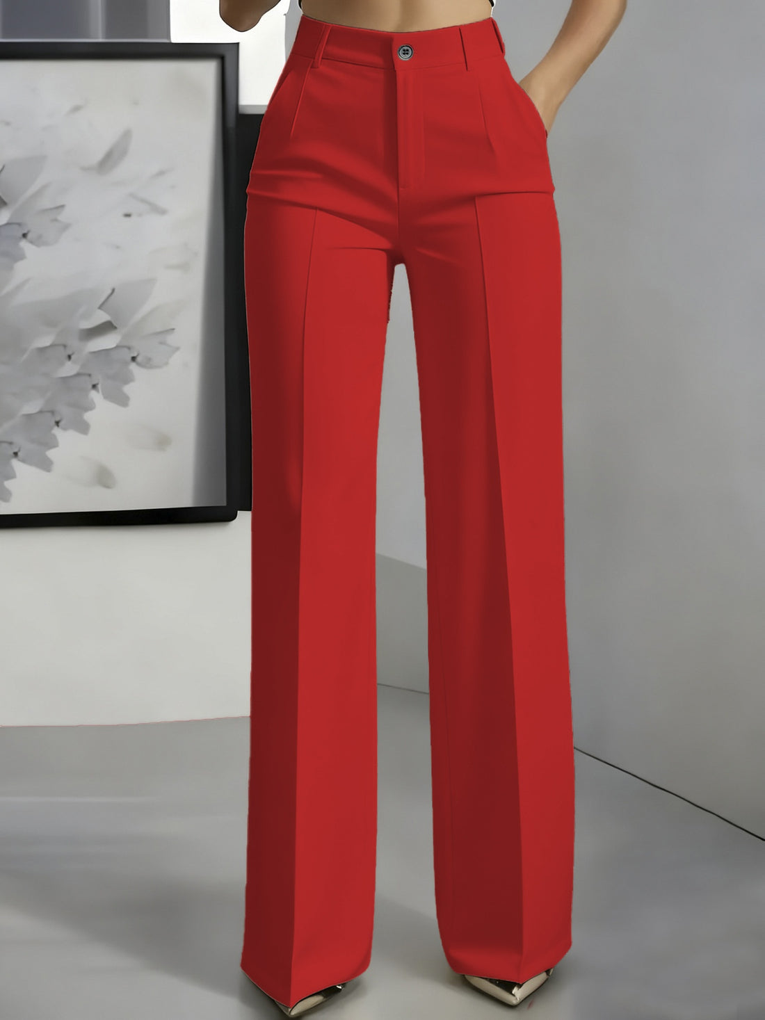 Women's White Minimalist Pants Made Of Polyester - cas7m