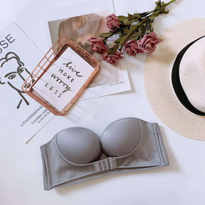 Strapless Underwear Women Non-slip Padded Gather Bra - cas7m