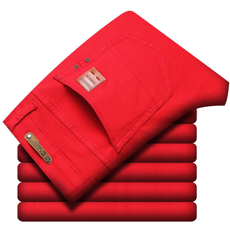 Casual Men's Slim Straight Stretch Colored Trousers - cas7m