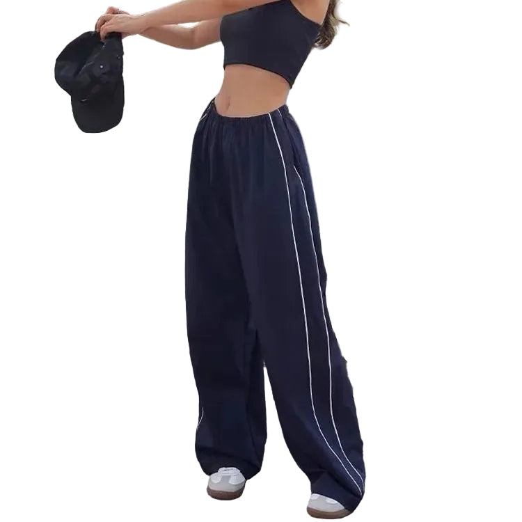 Women's Drawstring Striped Quick-drying Casual Pants - cas7m