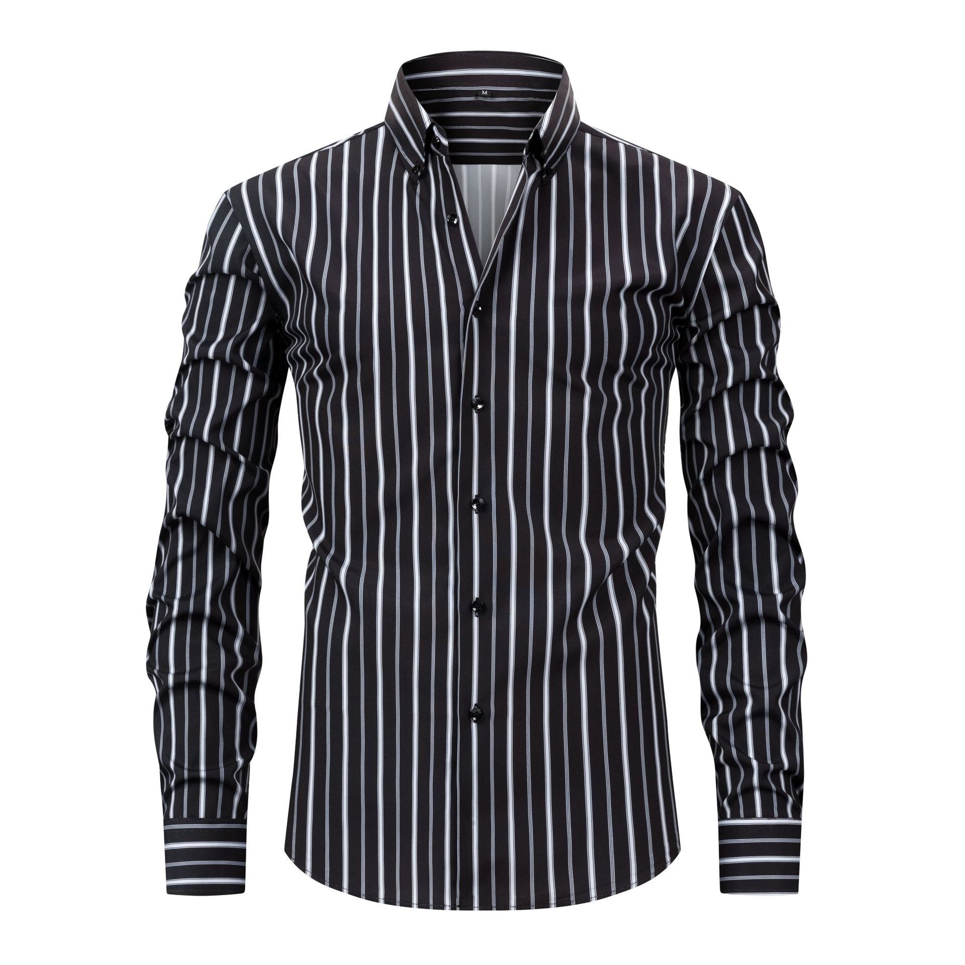 Men's Digital Printed Striped Long-sleeved Lapel Shirt - cas7m