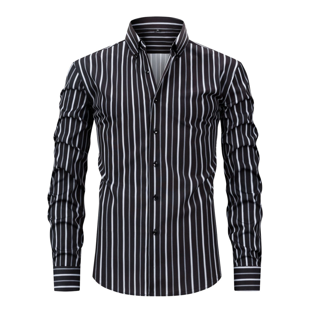 Men's Digital Printed Striped Long-sleeved Lapel Shirt - cas7m
