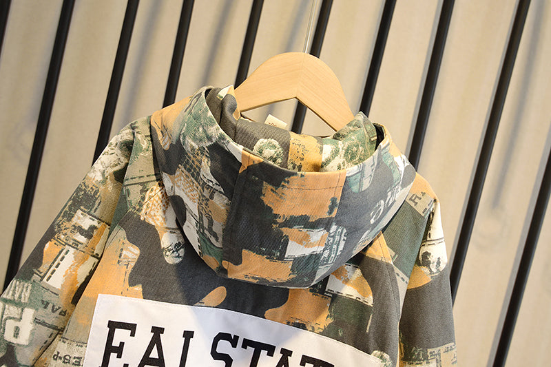 Boys' Autumn Korean Casual Hooded Camouflage Jacket - cas7m