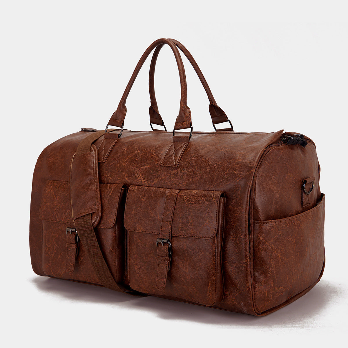 Travel Convenient Portable Garment Bag PU Leather Luggage Bag - cas7m