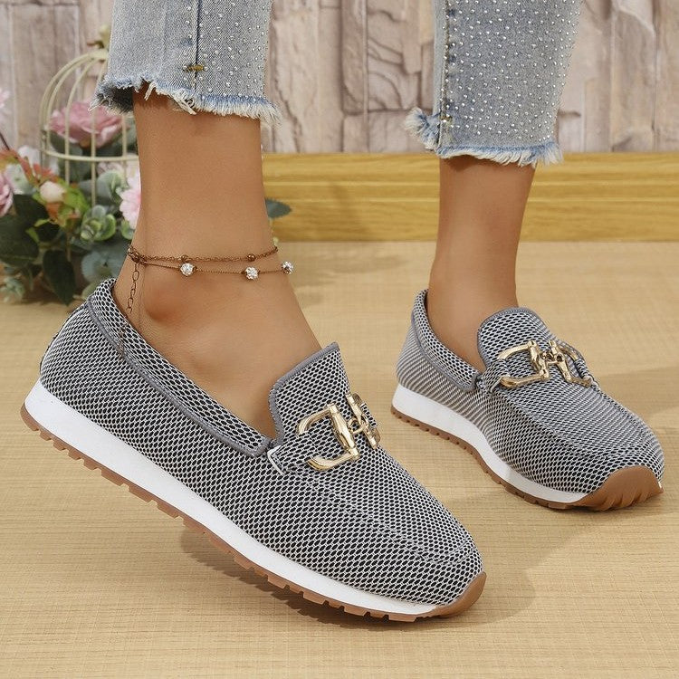 Women's Solid Color Flat Sneakers - Casual Lightweight Walking Shoes For Daily Wear And Comfortable All-match Style - cas7m
