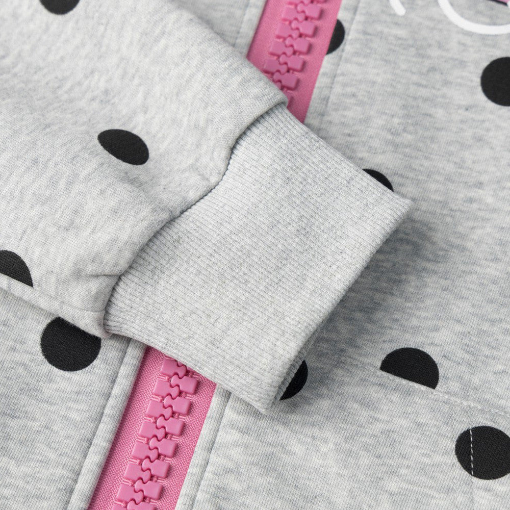 Men's Casual Streetwear Color-Block Polka Dot Hooded Zip-Up Cardigan Sweatshirt Jacket