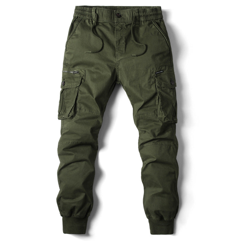 Solid Color Skinny Pants Multi-pocket Men's Working Pants - cas7m