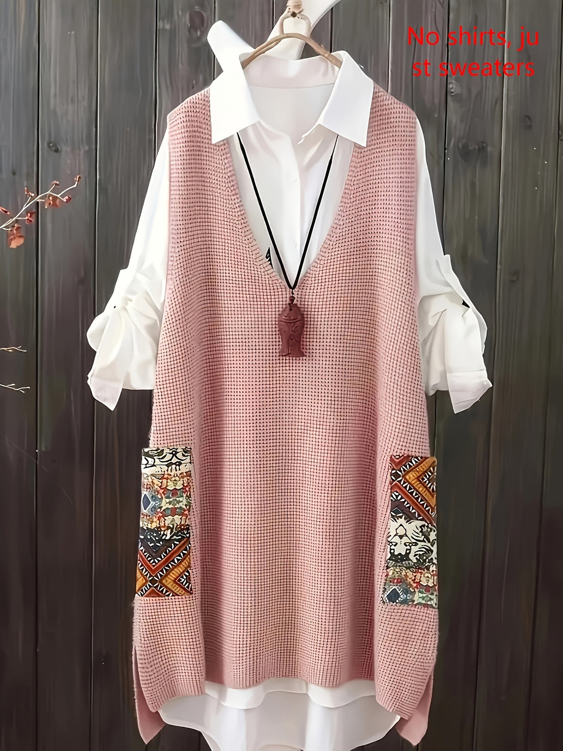 Women's Knitted Vest Loose V-neck - cas7m