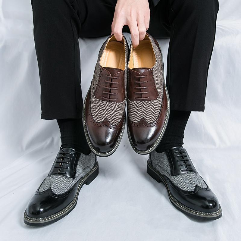Fashion Brogue Men's Korean-style Casual Formal Wear Leather Shoes - cas7m