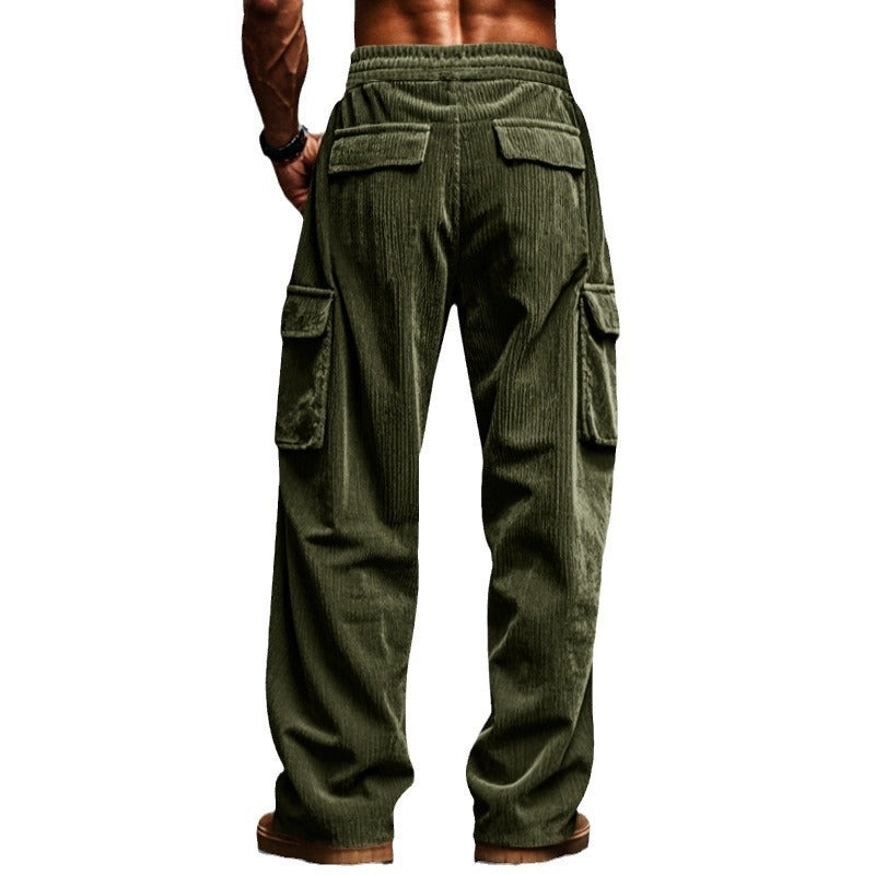 Breathable Wide Leg Multi-pocket Straight-leg Pants - cas7m