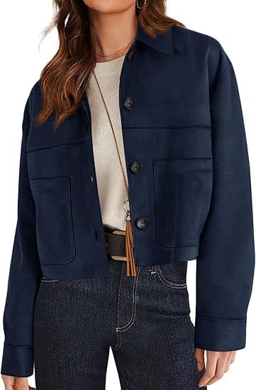 European And American Style Women Faux Suede Short Jacket Casual Lightweight Autumn Fashion - cas7m