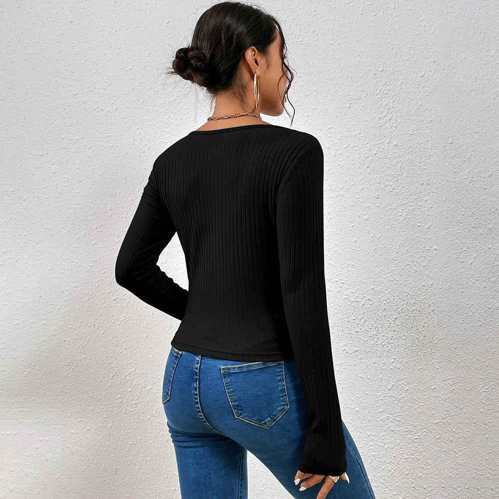 Slim Fit Slimming Long Sleeves Top For Women - cas7m
