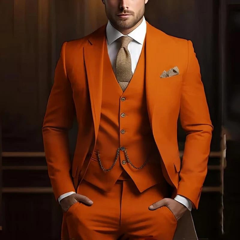 Men's High-grade Gentleman Temperament Slim Suit Three-piece Suit - cas7m