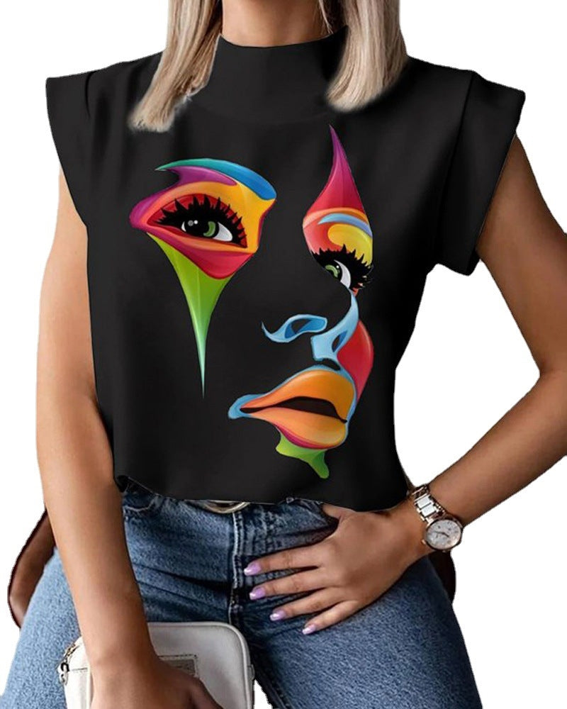 Women's Printed Sleeveless Casual Top - cas7m