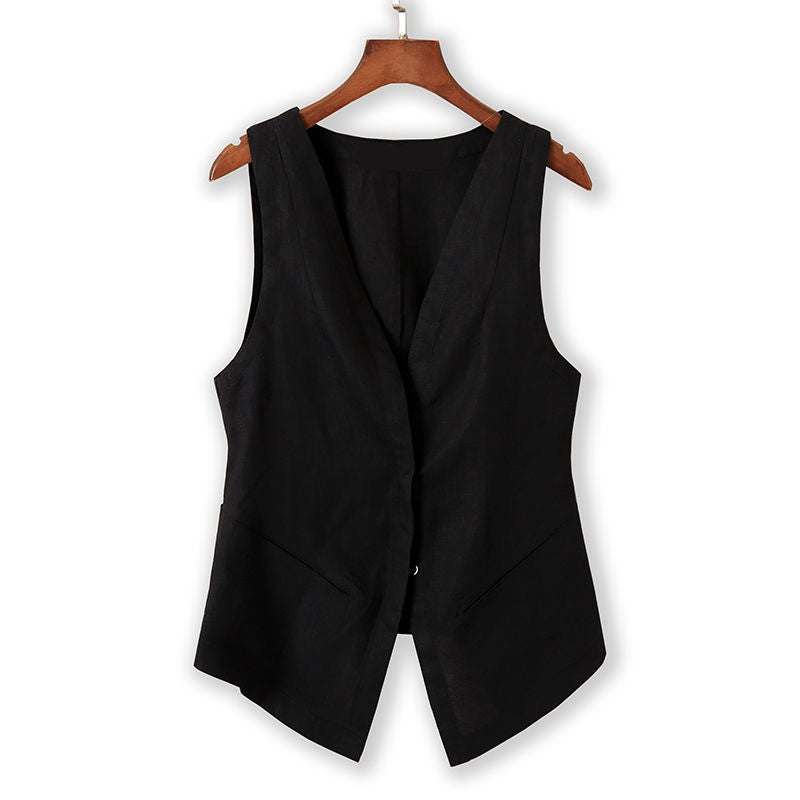 Women's Casual Linen Short VestUndershirt - cas7m