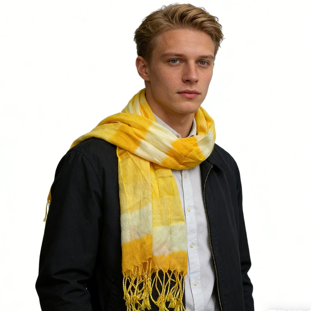 2pcs Sunshine Boho Scarf,Sunny Yellow Floral Pattern Printed Scarf - cas7m