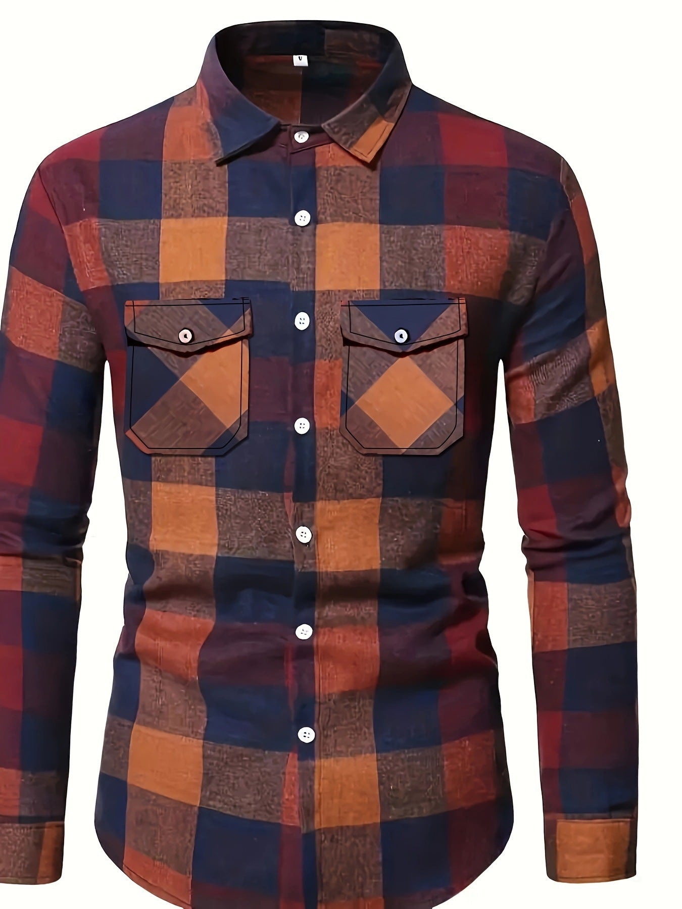 Mens Stylish Long-Sleeve Lapel Shirt - cas7m