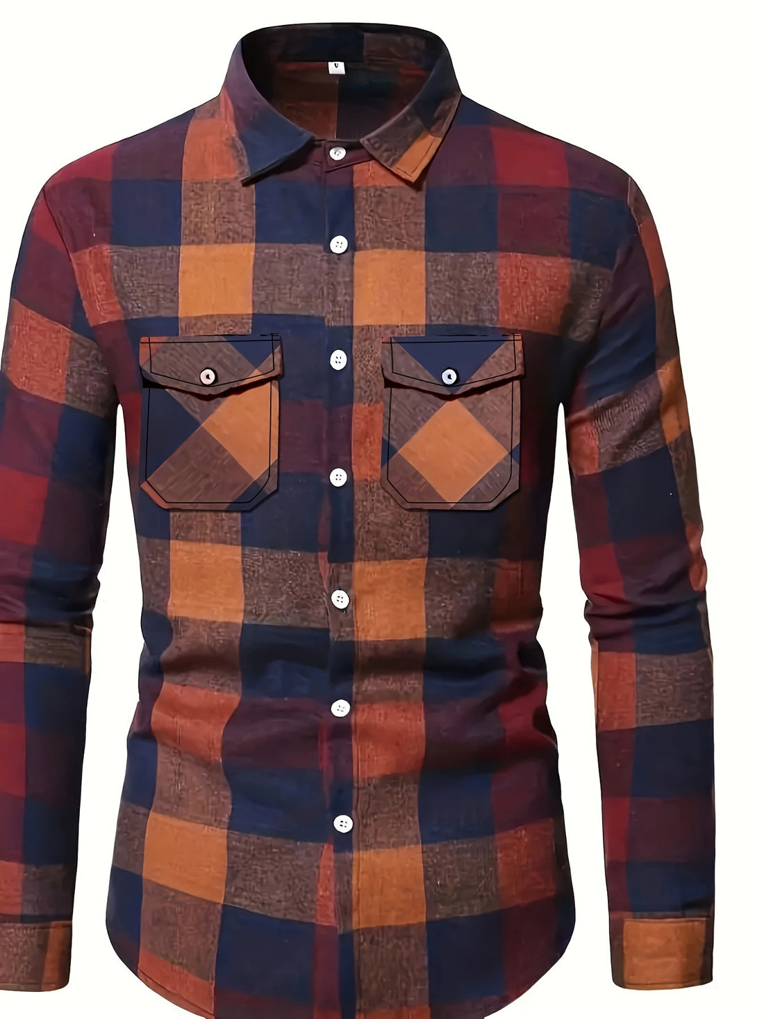 Mens Stylish Long-Sleeve Lapel Shirt - cas7m
