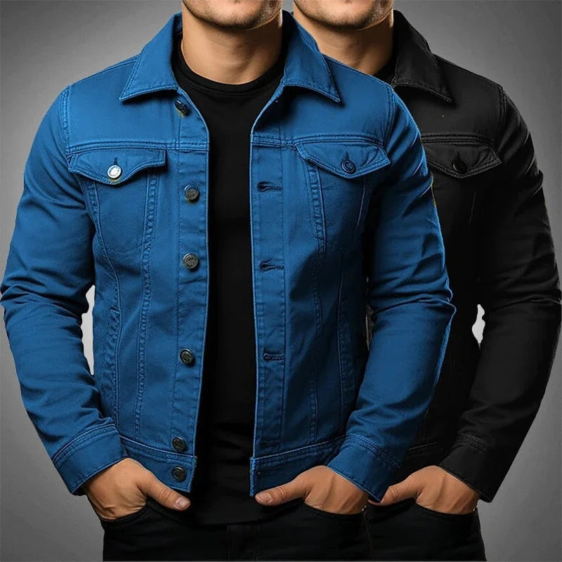 Men's Jacket Denim Coat Tooling Solid Color Thick Coat - cas7m
