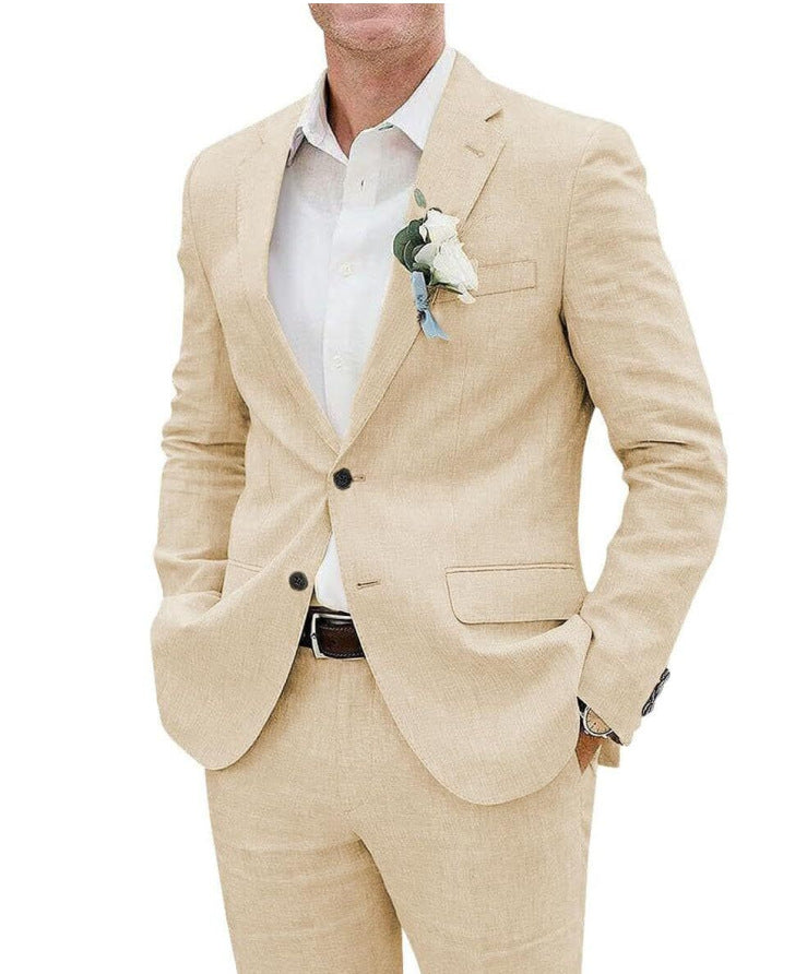 Men's Suit Casual Men's Linen Business Banquet Two-piece Suit - cas7m