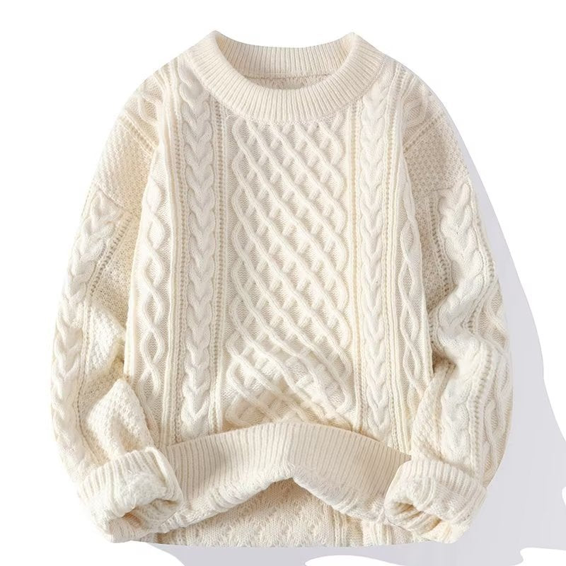 Autumn And Winter New Men's Twist Sweater Casual Round Neck Pullover Top - cas7m