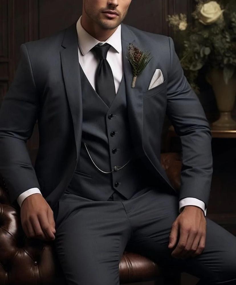 Men's Three-piece Suit Solid Color High Sense - cas7m