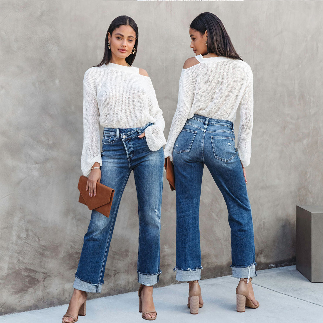 Women's Fashion Individual Casual Loose Jeans - cas7m
