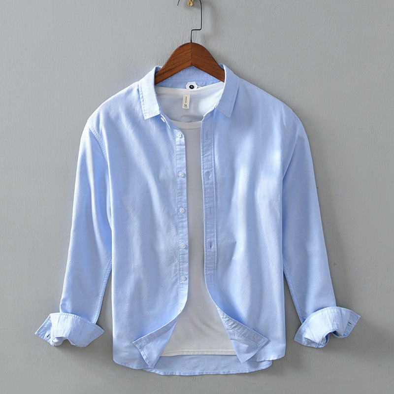 Men's Casual Linen Long-sleeved White Shirt For Men - cas7m