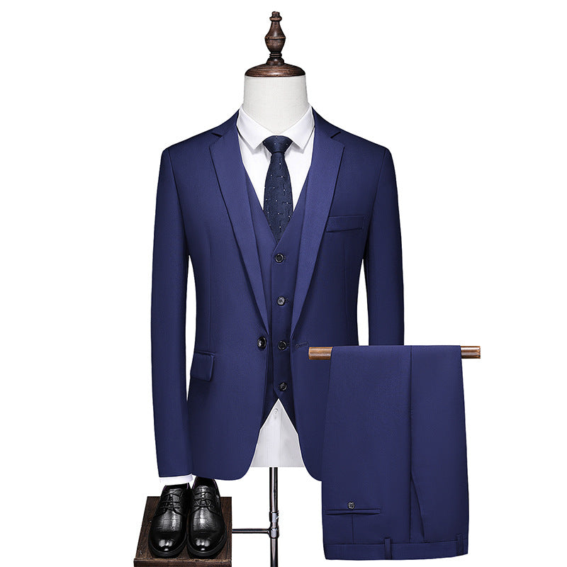 Business Leisure Solid Color Suit Suit Men's Business Suit - cas7m