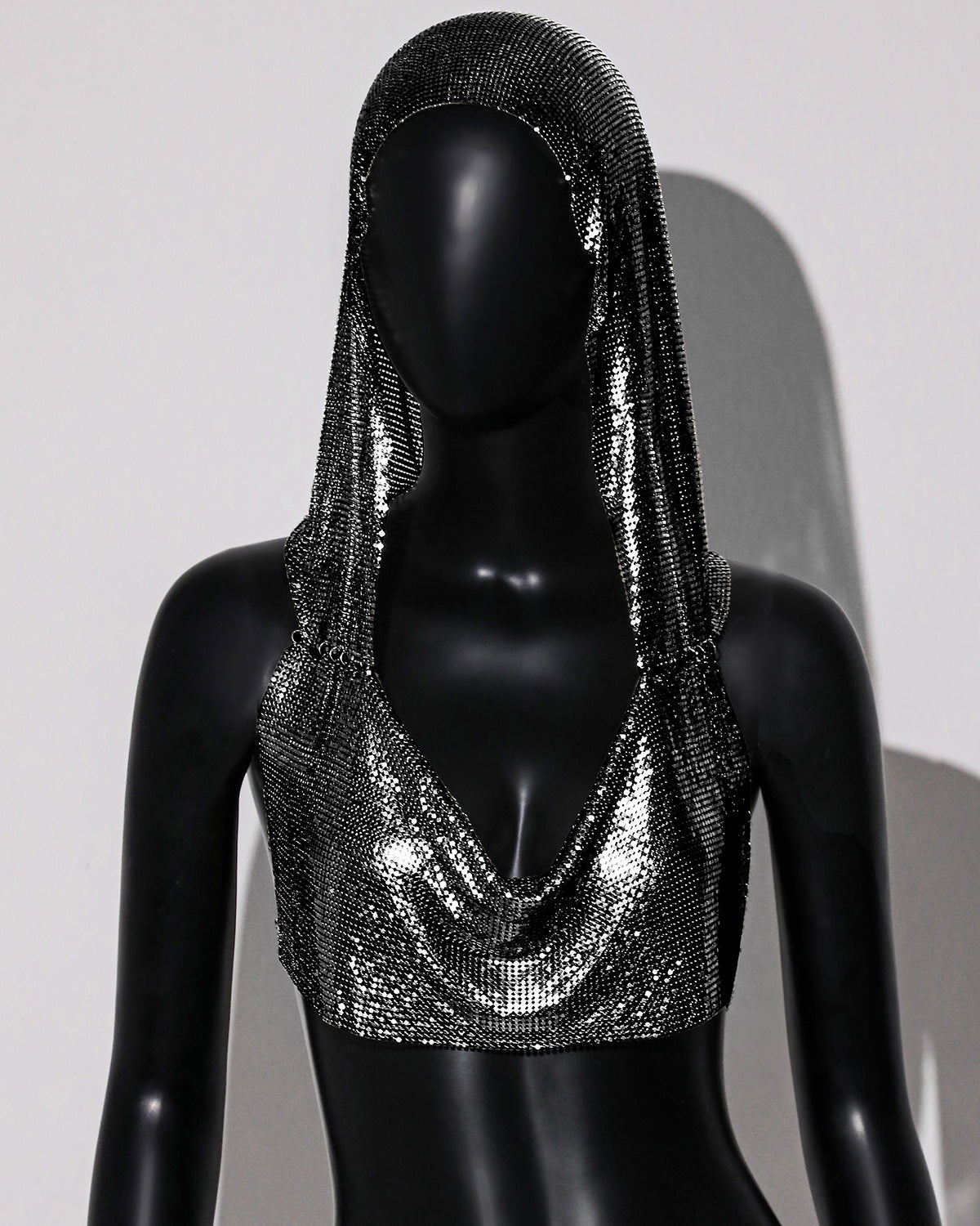 Sexy Outerwear Metal Sequins Hooded Vest - cas7m