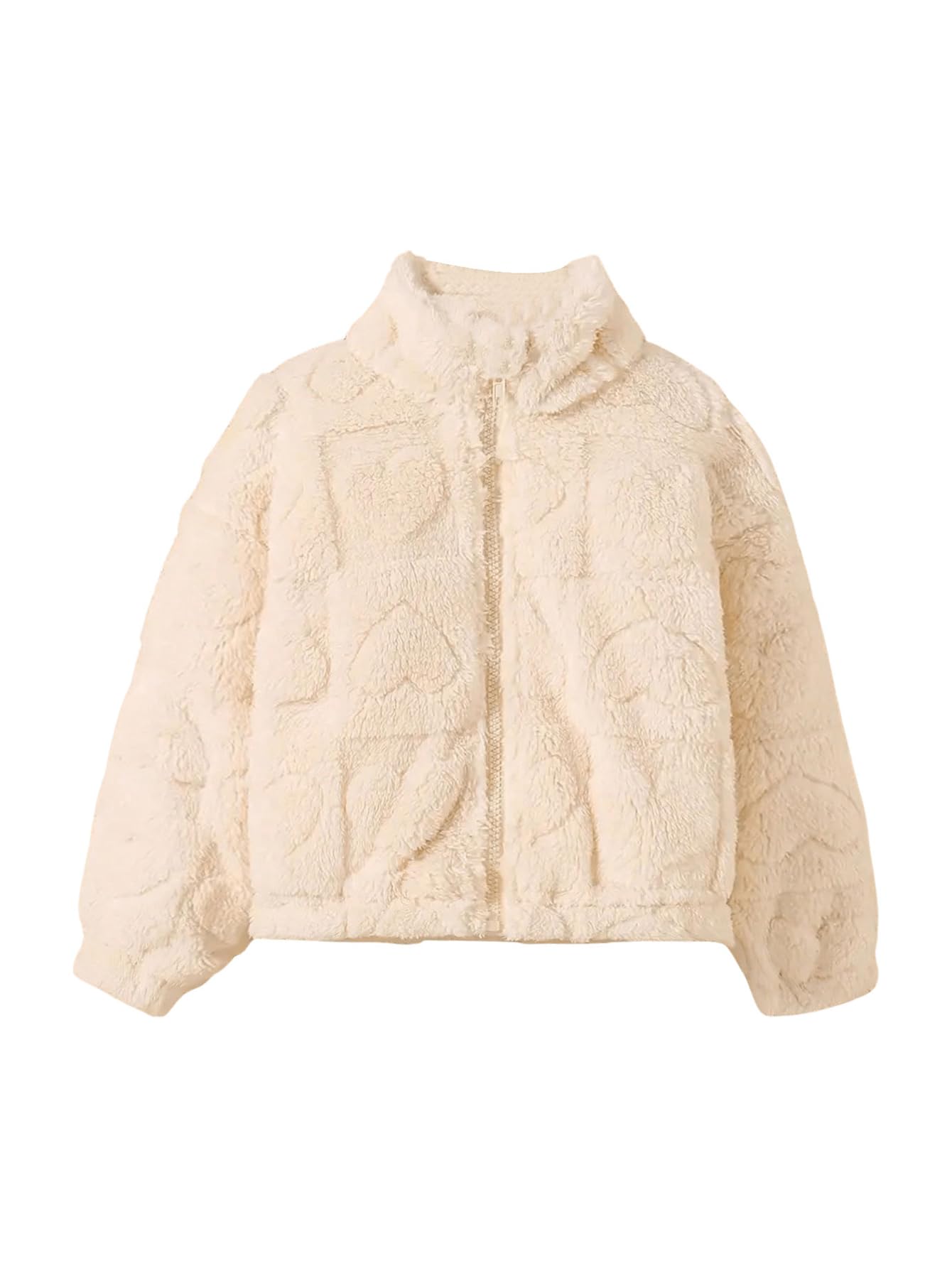 Verdusa Girls' Soft Sherpa Fleece Jacket - Light White