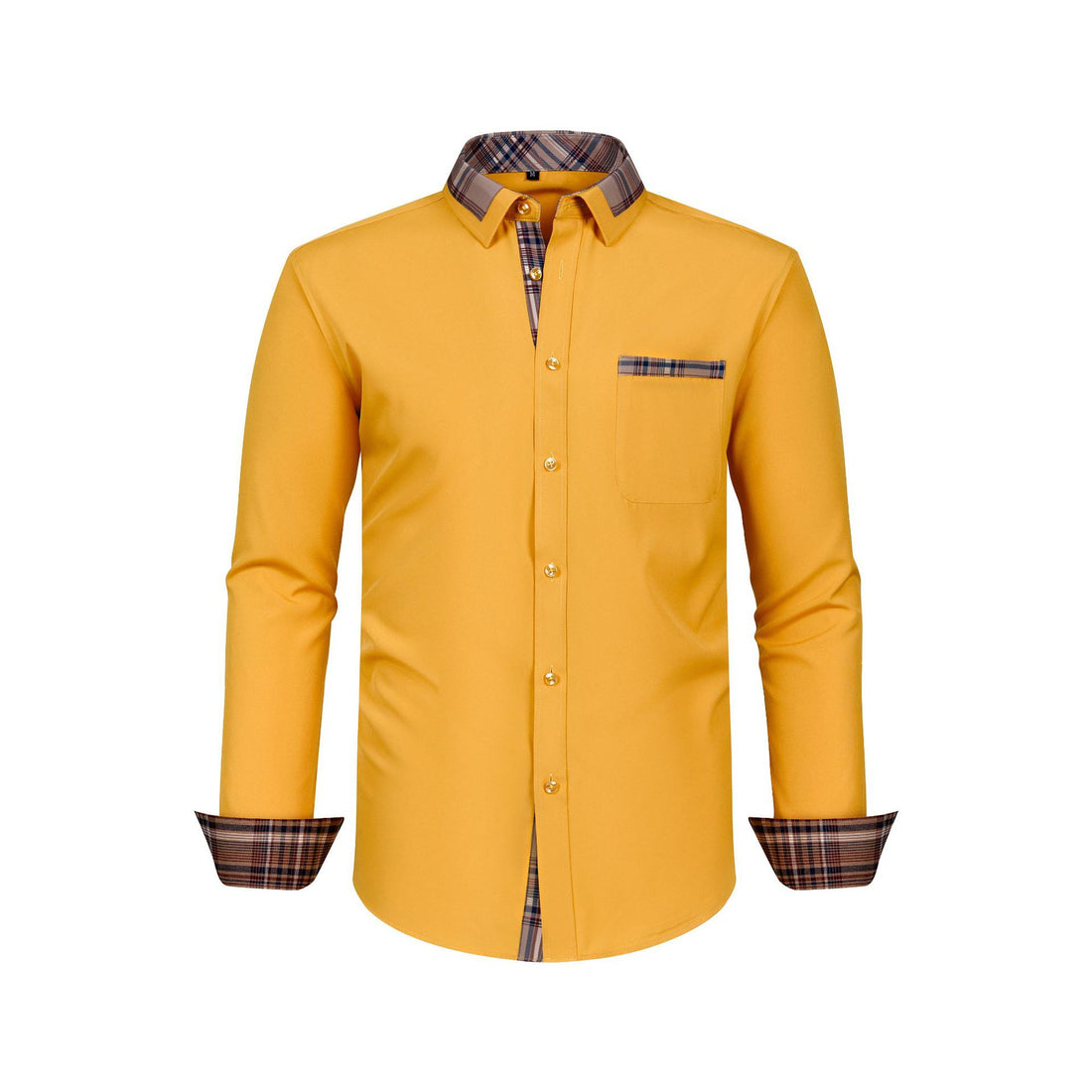 Large Size Patchwork Flower Collar Long Sleeved Men - cas7m