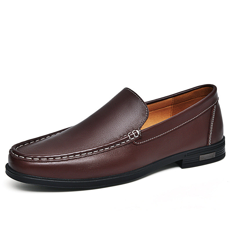 British Casual White Shoes Business Formal Wear Slip-on Hollowed-out Breathable Leather Shoes - cas7m