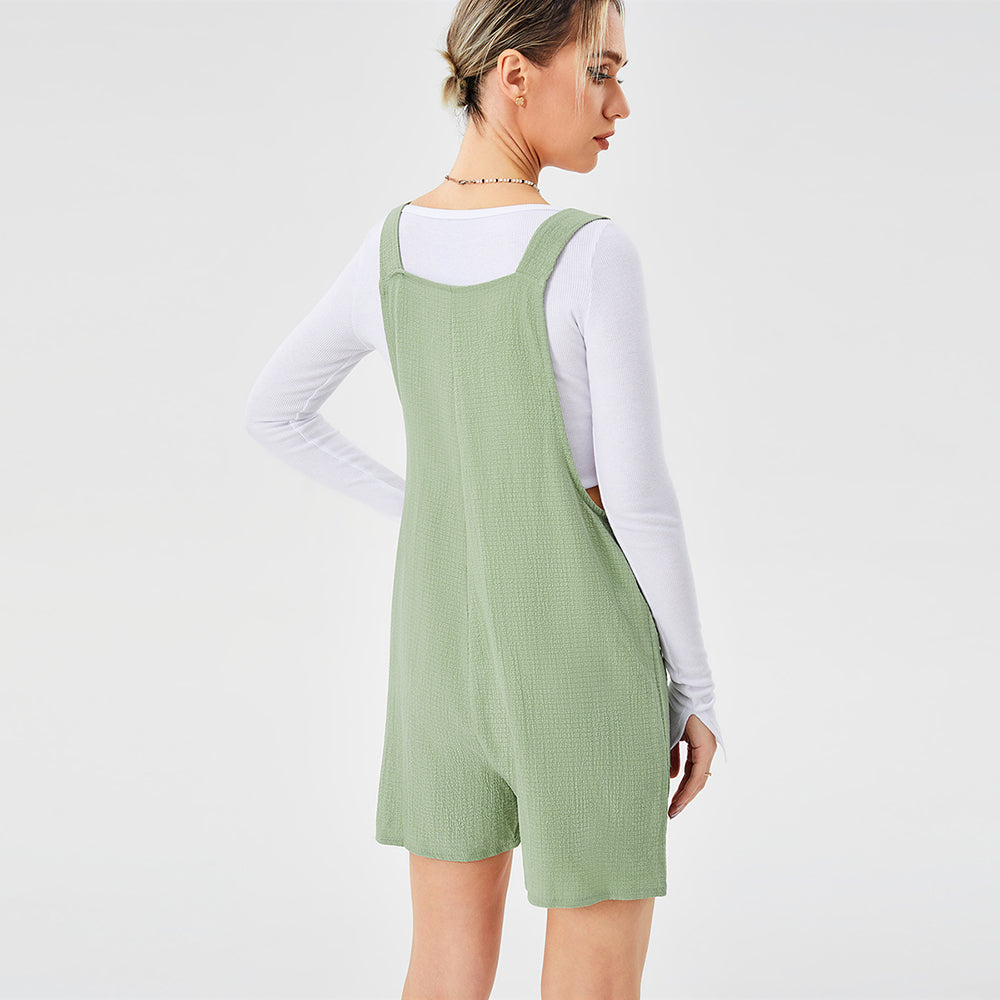 Casual Fashion Suspender Shorts Jumpsuit Strap Pants - cas7m