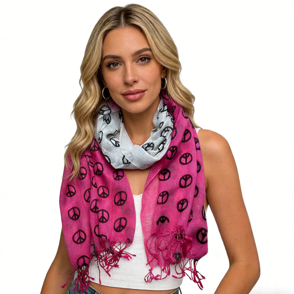 2pcs Hot Pink Semi Sheer Scarf , Delicate Drape For Warm Days,Office Appropriate Subtlety For Women Men - cas7m