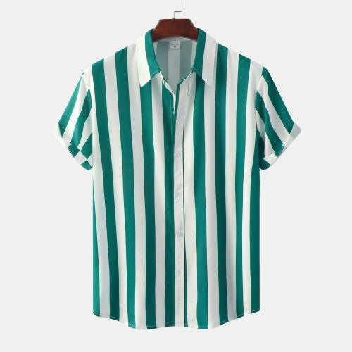 Men's 3D Printed Short Sleeve Turn Loose Shirt - cas7m