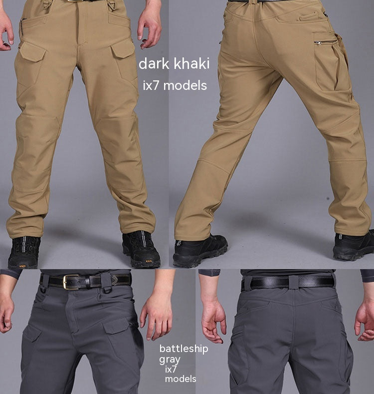 Autumn And Winter Outdoor Fleece-lined Tactical Pants Men - cas7m